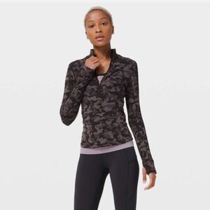Lululemon Camo Half Zip Pullover Black Gray Athletic Jacket Size 2